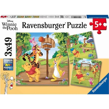 Ravensburger Детски пъзел Ravensburger от 3 x 49 части - Мечо Пух: Спортен ден (5187)
