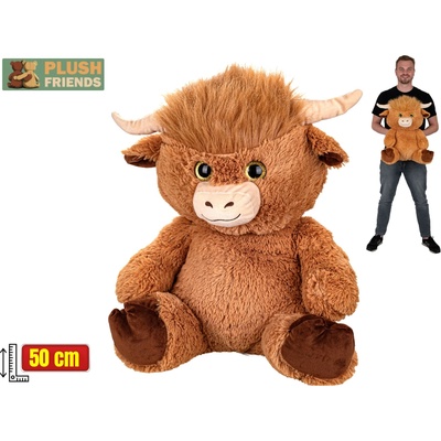 Plush Friends škótsky náhorný dobytok plyšový 50cm sediaci 0m+