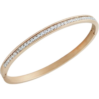 BM Jewellery Pevný ocelový náramek se zirkony rose gold S11138130