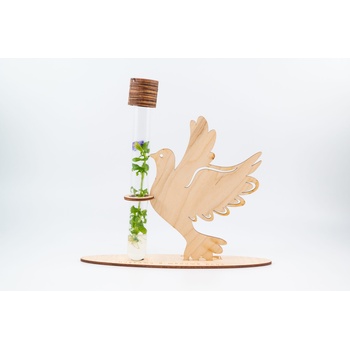 Image 1 of „ТЮБ ПЛАНТ ООД Елегантно Цвете в епруветка с дървена стойка - Гълъб на мира