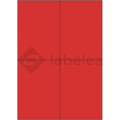 Labelea Samolepiace etikety 105x148 mm farebné papierové, na hárku A4, pre laserovú a atramentovú tlač, Farba etikiet Červená, Počet hárkov v balení 100 EPY105148PR004S