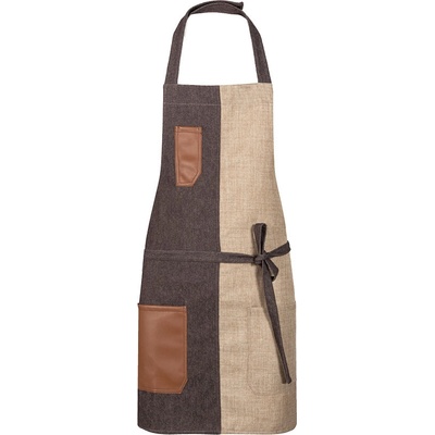 Toma Číšnická zástěra ke krku béžová/hnědá T-1785