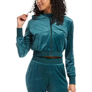 Reebok Classics Energy Q4 Velour Full-Zip Hoodie Teal