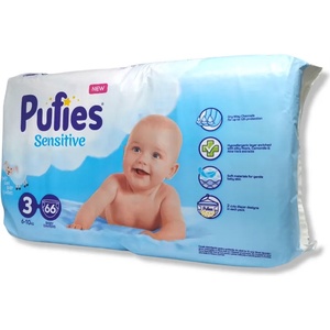 pufies sensitive бебешки пелени, номер 3, 6-10кг, 62 броя