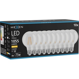 Mexen Vintis 10x LED лампа с нажежаема жичка E27, G80, 8W, Топла - 2700K, 1055 lm, прозрачна (L155-E27-0827-00x10)