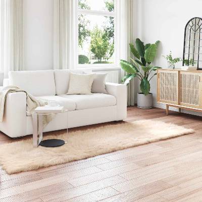 vidaXL Изкуствена овча килим TAFALLA Бежово 80 x 250 cm Полиестер (42021480)