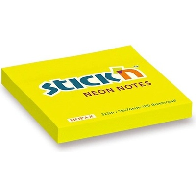 Stick’n by Hopax Samolepicí bloček Notes žlutý 76 × 76 mm, 100 listů