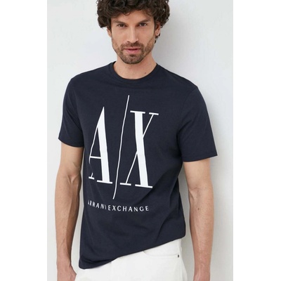 Armani Exchange bavlněné tričko s potiskem Tmavomodrá
