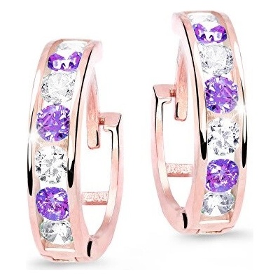Cutie Jewellery Slušivé detské náušnice z ružového zlata C3345-80-X-4 fialová