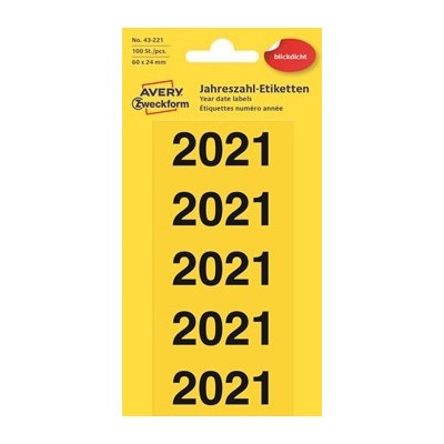 Avery Zweckform Etikety s číslem roku 2021 60x24 mm, 100 ks, žluté- 43-221