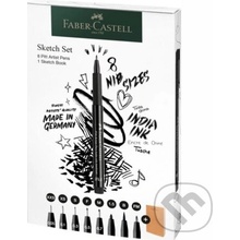 Faber-Castell Popisovače a skicář Pitt Artist Pen sada 8+1 ks různé hroty černý 267102