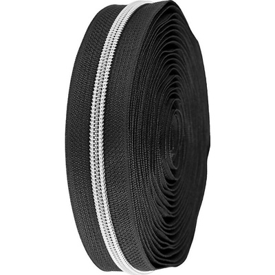 Stoklasa Zip spirálový No 5 s metalickými zoubky metráž Balení: 1 m, Varianta: 3 (322) černá stříbrná 3 (322) černá stříbrná