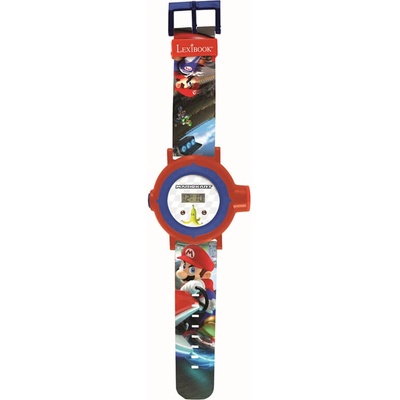 Lexibook Super Mario Children's Projection Watch with 20 Images - детски часовник със силиконова каишка и проектор (червен-син)