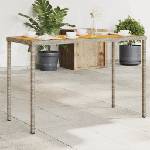 vidaXL Градинска маса с плот от акация, сиво, 115x54x74 см, полиратан (365076)
