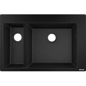 Hansgrohe S51 SilicaTec композитна мивка графит черно 77x51 см 2 легена (43315170) Мивка за вграждане