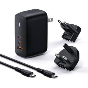 Xmart Комплект Зарядно устройство Xmart 2 x Type-C и 1 x USB GaN 65W и Кабел Type-C към Type-C 2.0 м (18516)
