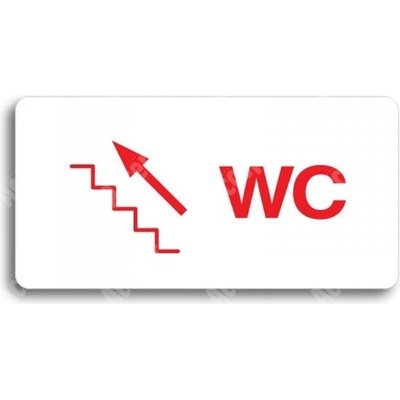 ACCEPT Piktogram WC VLEVO NAHORU - bílá tabulka - barevný tisk bez rámečku