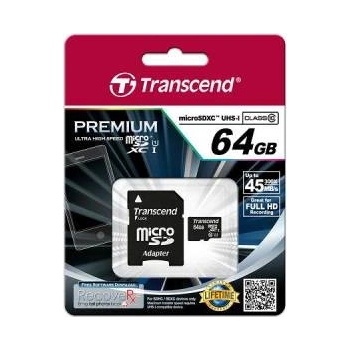 Transcend microSDXC Premium 64 GB UHS-I TS64GUSDU1