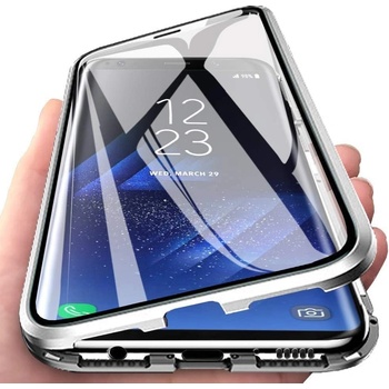 Pouzdro Beweare Magnetické oboustranné s tvrzeným sklem Samsung Galaxy A52 / A52 5G / A52s 5G - stříbrné