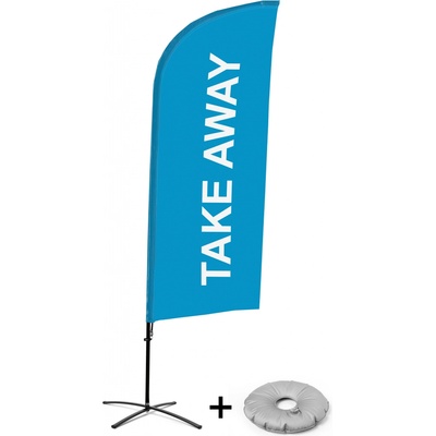 Jansen Display Kompletní sada reklamní vlajky ve tvaru křídla, Take away, modrá Křížová Základna, 1273 x 3030 mm