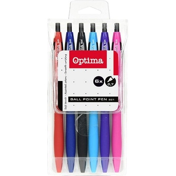 Optima Комплект химикалки optima с бутон 521 в смесени цветове 6 бр. 100918 (100918)