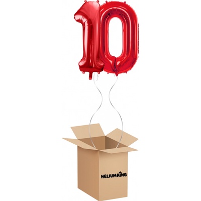 HeliumKing Balónový box Narozeninové číslo 10 červený 86 cm