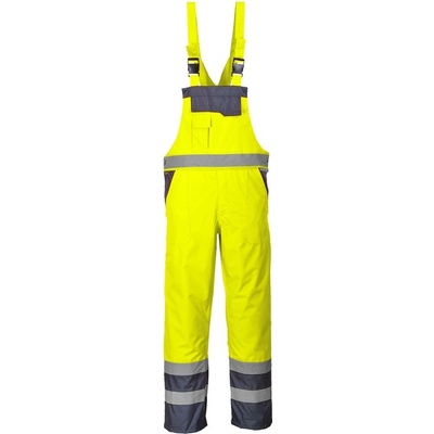 PortWest HI-VIS kalhoty S488/Dvoubarevné kalhoty s laclem žlutá/černá