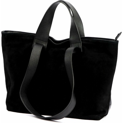Luka dámska veľká shopper kabelka z čierneho semišu A4 25-077