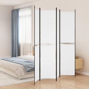 vidaXL Параван за стая, 4 панела, бял, 200x220 см, текстил (350246)