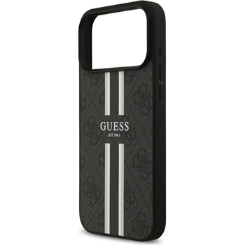 CG Mobile iPhone 17 Pro Max GUESS 4G PRINTED STRIPES Силиконов протектор за телефон, удароустойчив, MagSafe, черен GUHMP17XP4RPSK (GUHMP17XP4RPSK)