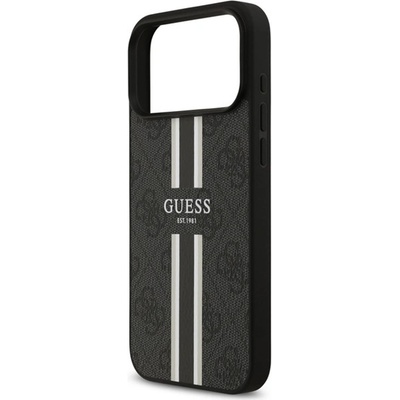 CG Mobile iPhone 17 Pro Max GUESS 4G PRINTED STRIPES Силиконов протектор за телефон, удароустойчив, MagSafe, черен GUHMP17XP4RPSK (GUHMP17XP4RPSK)