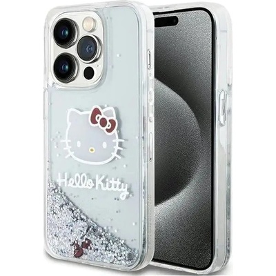 Hello Kitty Кейс Hello Kitty Liquid Glitter Charms Kitty Head за iPhone 15 Pro, сребрист (KXG0078935)