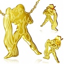 Šperky eshop zlatý ocelový set puzetové náušnice a přívěsek Vodnář S47.10