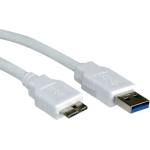 Roline Кабел Roline S3051, от USB A(м) към USB Micro B(10-pin)(м), 0.8m, бял (S3051)