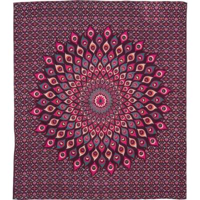 Sanu Babu Přehoz na postel, pestrobarevná paví mandala, 230x202cm (4J)