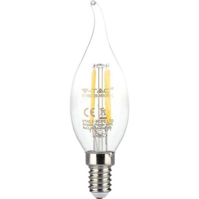 V-TAC LEDcandle žárovka 4W FILAMENT 3000K E14