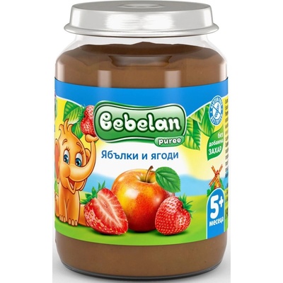 Bebelan Плодово пюре Bebelan Puree - Ябълки и ягоди, 190 g (4171)