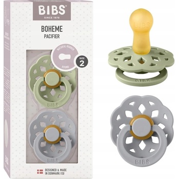 Bibs Boheme přírodní kaučuk 2ks sage cloud