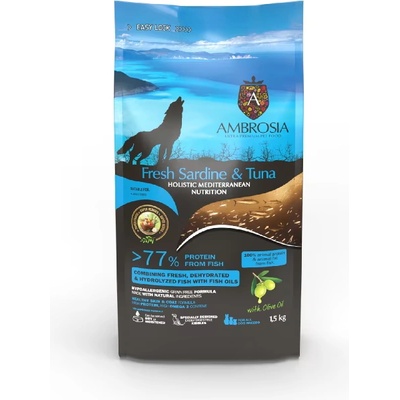 AMBROSIA Ultra premium Аll breeds adult за кучета от всички породи с прясна сардина и риба тон 5kg