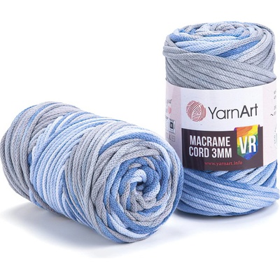Pletací / háčkovací příze YarnArt MACRAME CORD VR 3mm 916 modro-šedá, melírovaná 250g/85m