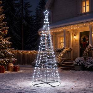 vidaXL Спирално LED коледно дърво с основа EKENAS 250 см (42056570)
