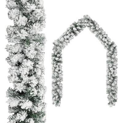 vidaXL Коледен гирлянд със сняг, зелен, 20 м, pvc (320969)
