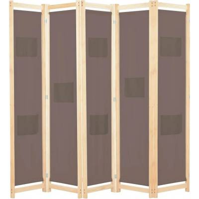 VidaXL Paraván 5-panelový 200 x 170 x 4 cm hnědý