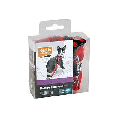 Karlie Postroj kočka Bezpečnostní do auta 25mm červený