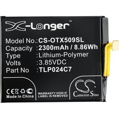Cameron Sino Alcatel 1X (2018) CAMERON SINO Li-Polymer батерия 3.85V/2300mAh, съвместима с Alcatel TLP024C7, ЧЕРНА CS-OTX509SL (CS-OTX509SL)