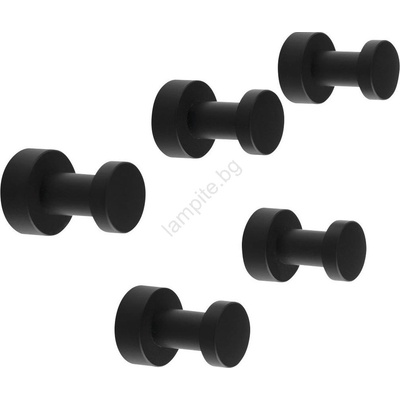 SAPHO - К-кт 5x Стенна закачалка SAMBA матов черен (SH0140)