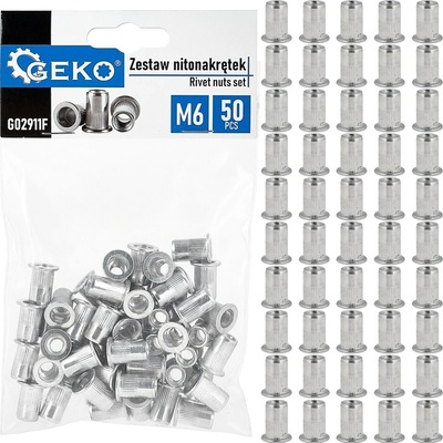 GEKO Nýtovací matice M6 (1,0–3,0) hliníkové, 50 ks - G02911F – Zboží Mobilmania