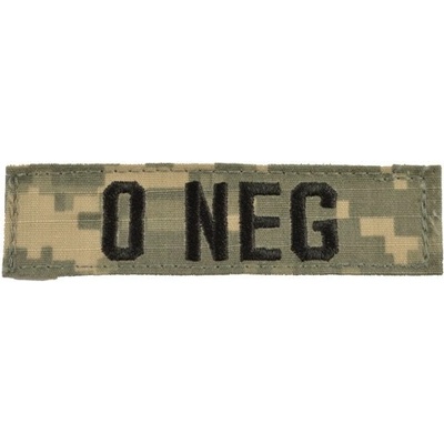 MILITARY RANGE Nášivka krvná skupina 0 NEG VELCRO ACU DIGITAL