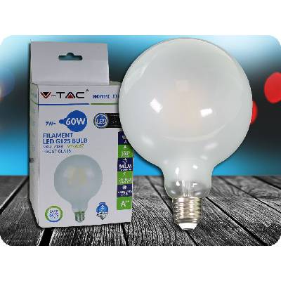 V-TAC E27 LED žiarovka 7W, 840LM, G125 Studená biela