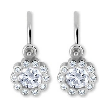 Soliter Detské náušnice z bieleho zlata s kryštálmi Kytička 239 001 00292 07